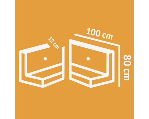 Dessin d''une étagère mesurant 100 centimètres de large, 80 centimètres de haut et 12 centimètres de profondeur