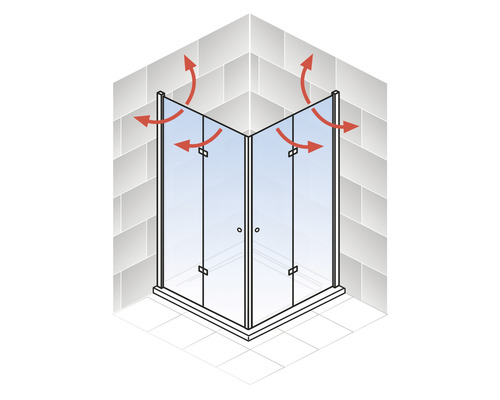 Représentation d''une douche d''angle avec ventilation