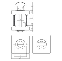 Dessin technique d''un bouton rotatif avec dimensions