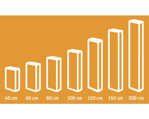 Différentes tailles de 40 cm à 200 cm
