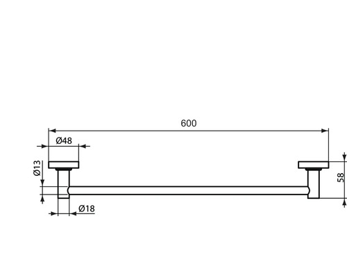 Technische Zeichnung eines Handtuchhalters mit Maßangaben