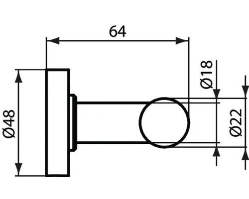 Technische Zeichnung eines Kleiderhakens mit Maßangaben