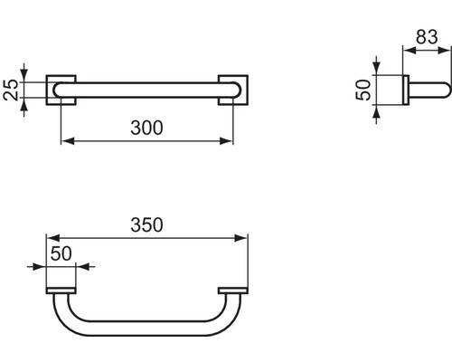 Dessin technique d''une barre d''appui avec dimensions
