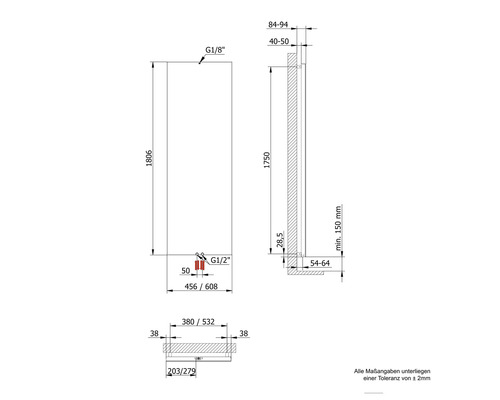 Schéma technique d''un radiateur avec indication des dimensions