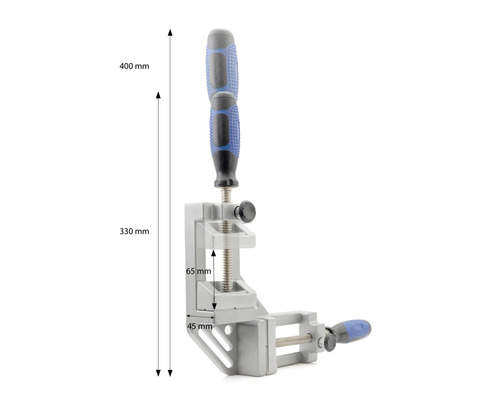 Eckspannwinkel mit einer Länge von 400 Millimeter, einer Breite von 330 Millimeter, einer Höhe von 65 Millimeter und einer Tiefe von 45 Millimeter
