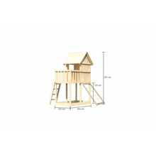 Spielturm aus Holz mit Leiter und Kletternetz, 291 cm hoch