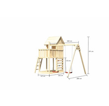 Cabane de jeux avec balançoire en bois avec dimensions