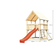 Spielturm aus Holz mit Rutsche und Leiter, Abmessungen 345 x 200 x 200 cm
