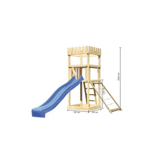 Tour de jeu avec toboggan, échelle et filet d''escalade en bois, hauteur 259,5 cm