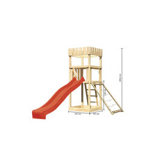 Tour de jeux avec toboggan, échelle et filet d''escalade, dimensions 107 sur 107 sur 259,5 centimètres