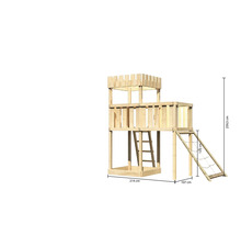 Tour de jeu en bois avec échelle et filet d''escalade avec dimensions