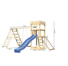 Spielturm aus Holz mit Schaukel, Rutsche und Kletterwand mit den Abmessungen