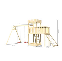 Spielturm mit Schaukel aus Holz