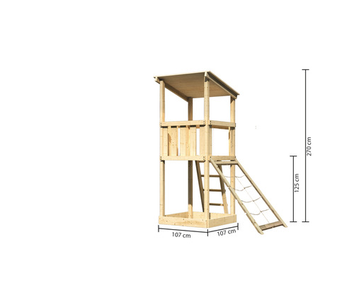Tour de jeu en bois avec échelle et dimensions