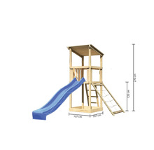 Spielturm aus Holz mit Rutsche und Leiter, Maße 270 x 107 Zentimeter