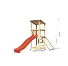 Spielturm mit Rutsche, Leiter und Kletternetz, Höhe 270 cm