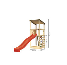Spielturm mit Rutsche und Kletterwand aus Holz, 270 cm hoch