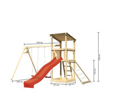Spielturm aus Holz mit Schaukel und Rutsche mit den Maßen 270 x 240 x 264 cm
