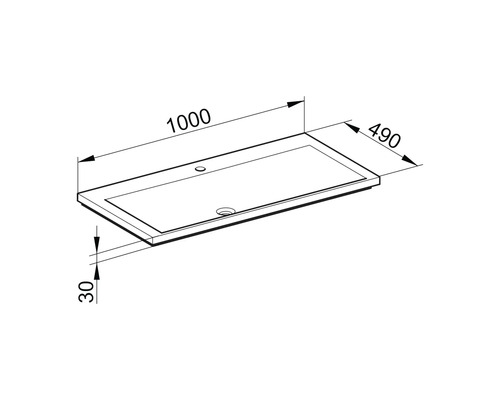 Dessin technique d''un lavabo avec des mesures
