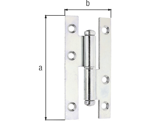Paumelle de porte avec les dimensions a et b