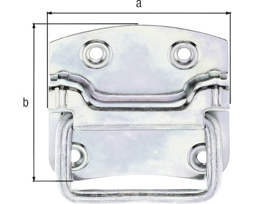 Poignée de valise en métal avec indication des dimensions