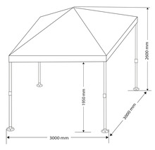 Faltpavillon One Touch 3x3 m Polyester hellgrau-thumb-7