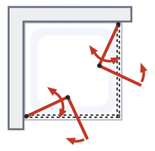 Eckeinstieg mit Drehfalttür SCHULTE Garant 2.0 ExpressPlus 100 x 100 cm Profil aluminium Klarglas schmutzabweisende Glasbeschichtung Türanschlag links Türanschlag rechts Puffergriff
