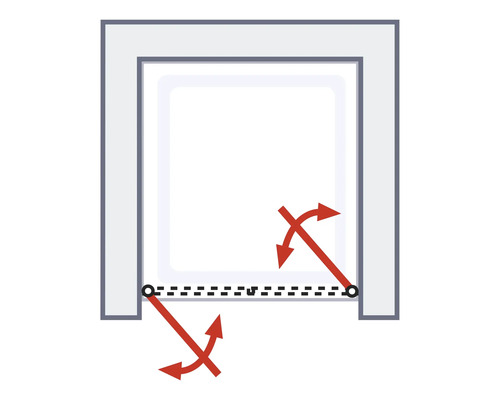 Zone de pivotement d''une cabine de douche