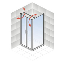 Duschtür mit Seitenwand und Pendeltür SCHULTE Garant 2.0 ExpressPlus 90 x 90 cm Profil aluminium Klarglas schmutzabweisende Glasbeschichtung Türanschlag rechts Seitenwandanschlag links