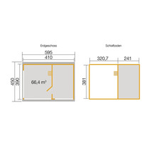 Plan avec dimensions pour le rez-de-chaussée et la mezzanine