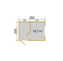 Gartenhaus weka S 445 Gr. 2 inkl. Fußboden 350 x 254,1 cm natur