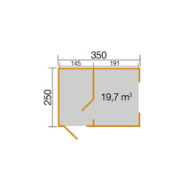 Gartenhaus weka S 445 Gr. 2 inkl. Fußboden 350 x 254,1 cm hellgrau