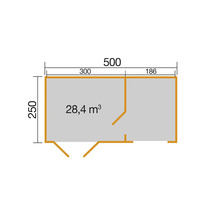 Gartenhaus weka S 445 Gr. 3 inkl. Fußboden 500 x 254,1 cm hellgrau