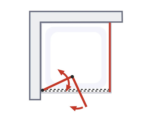 Représentation d''une cabine de douche avec porte battante