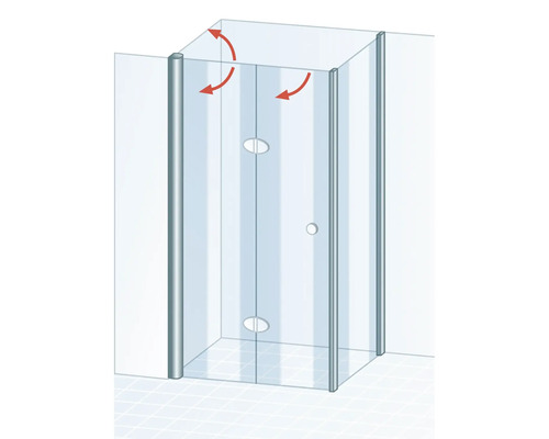 Cabine de douche avec porte pivotante