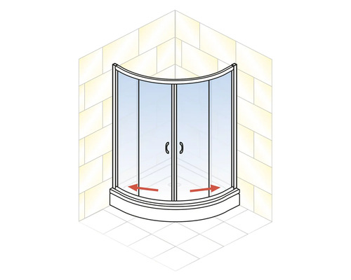 Eckdusche mit Schiebetüren in einem Badezimmer