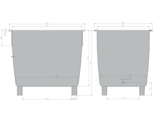 Schéma technique d''une baignoire avec dimensions