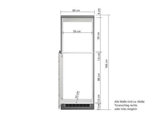 Masse des Hochschranks