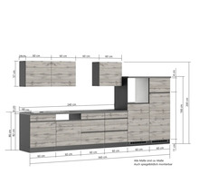 Held Möbel Küchenzeile ohne Geräte PISA 360 cm wildeiche matt zerlegt Variante reversibel 1124.6310