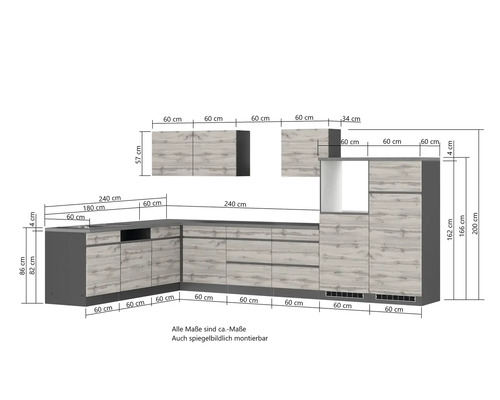 Abmessungen einer Küchenzeile