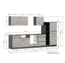 Held Möbel Küchenzeile ohne Geräte PISA 330 cm grau matt zerlegt Variante reversibel 1106.6311