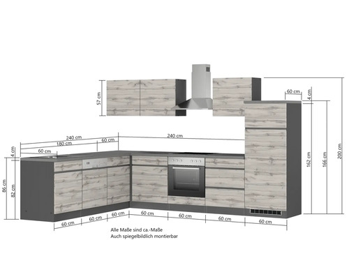 Küchenzeile mit Maßen