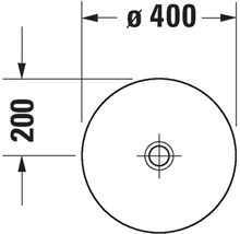 Technische Zeichnung eines runden Objekts mit einem Durchmesser von 400 und einer Höhe von 200