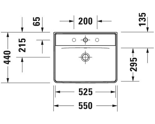 Schéma technique d''un lavabo avec dimensions