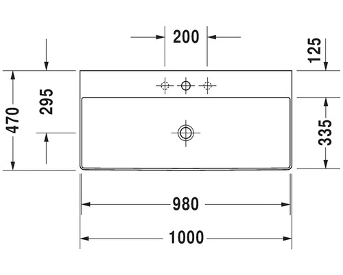 Dessin technique d''un lavabo avec indications de dimension