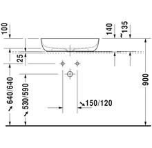 Schéma technique d''un lavabo avec dimensions