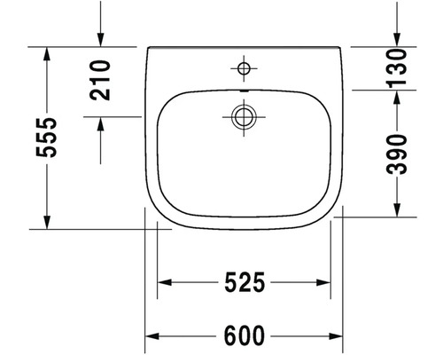 Schéma technique d''un lavabo avec dimensions
