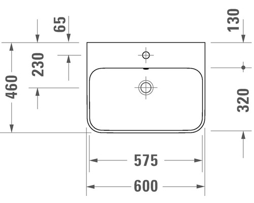 Schéma technique du lavabo avec dimensions