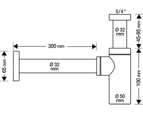 Skizze eines Siphons mit Maßangaben