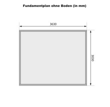 Fundamentplan ohne Boden mit den Maßen 3630 mm und 3030 mm.